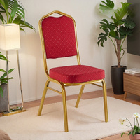 Chaise de restaurant fabriquée en usine en Chine Chaise de salle d'événement robuste et résistante Chaise de banquet empilable à cadre doré en métal à vendre