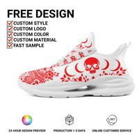 Chaussures de course respirantes en maille avec amorti, motif crâne, impression par sublimation de logo personnalisé, OEM/ODM pour hommes et femmes