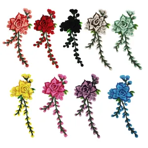 Bloemenpatches 3d In Water Oplosbare Kant Geborduurde Corsages Appliqueert Patches