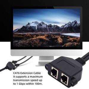 Adaptador divisor <span class=keywords><strong>Ethernet</strong></span> de doble puerto sin esfuerzo <span class=keywords><strong>Cable</strong></span> de extensión blindado RJ45 8P8C Cat6 para enrutador PC y <span class=keywords><strong>TV</strong></span> - Product Image 2