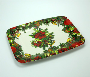 <span class=keywords><strong>Plateau</strong></span> <span class=keywords><strong>de</strong></span> Noël rectangulaire en plastique imprimé intégral pour la décoration <span class=keywords><strong>de</strong></span> la maison, idéal pour les fruits - Vente en gros - Product Image 1