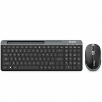 Kombo Keyboard dan Mouse Nirkabel Tipis Multi Perangkat dengan Receiver USB, Ringkas untuk Desktop, Tablet, dan Ponsel