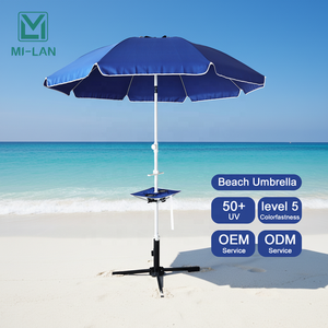 Draagbare, lichtgewicht, waterdichte zonnescherm buitenmeubilair parasol met stalen paal en polyester stof voor vissen, strand en zand. - Product Image 1