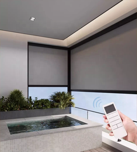 Stores verticaux motorisés <span class=keywords><strong>en</strong></span> alliage d'aluminium pour extérieur, pare-soleil électrique coupe-vent à fermeture éclair, stores enrouleurs pour pavillon - Product Image 1