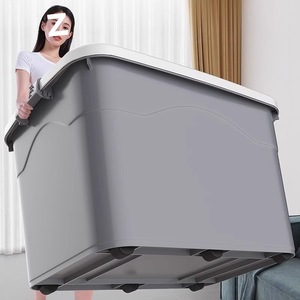 Caja de almacenamiento de plástico rectangular de gran capacidad con ruedas para ropa, libros, juguetes, organizador para el hogar, ecológico - Product Image 1