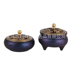 Brûleur d'encens Tongpu Craftsman en cuivre pur à dégradé de couleurs pour usage domestique, brûleur d'encens d'intérieur pour bois de santal, encens d'agarwood - Product Image 5