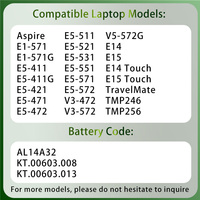 بطارية لابتوب AL14A32 جديدة تمامًا لأجهزة Acer Aspire E14 E15 E5-571G E5-572G V3-472G V3-572G TravelMate P246 P256