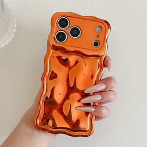 Sang trọng Electroplated Orange đá mô hình điện thoại trường hợp đối với iPhone 13 14 15 16 17 Pro Max sóng cạnh chống sốc mềm Cover quay lại - Product Image 1