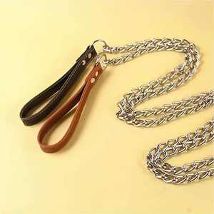 Venta al por mayor de Metal Choke <span class=keywords><strong>Dog</strong></span> Collar correa de perro con mango de PU Anti-mordedura correa para mascotas para caminar al aire libre OEM fábrica al por mayor - Product Image 4