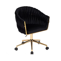 Tabouret de bar moderne en tissu de luxe léger avec support doré, réglable et mobile pour les salles à manger et les salons