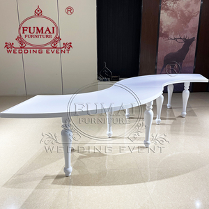 Plateau de table en MDF blanc design classique, tables de banquet en serpentine pour événements - Product Image 5