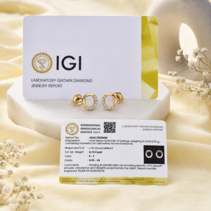 Boucles d'oreilles clous en or jaune massif 14 carats, diamant de laboratoire certifié IGI, taille ronde, pour femme, cadeau pour toute occasion spéciale - Product Image 6