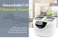 GT Sonic Digital 2.5L Pembersih Ultrasonik Elektrik Tangki Baja Tahan Karat SUS304 65W 40KHz Timer 12-Bulan Multi-Voltase Rumah Tangga