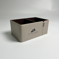 Boîte de rangement pour sachets de thé/café en cuir PU de luxe personnalisée pour les bureaux d'hôtel, boîtes à sachets de thé et boîtes de télécommande.
