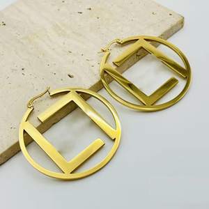 <span class=keywords><strong>Aros</strong></span> Grandes <span class=keywords><strong>de</strong></span> Acero Inoxidable con Baño <span class=keywords><strong>de</strong></span> <span class=keywords><strong>Oro</strong></span> <span class=keywords><strong>de</strong></span> 18K, Diseño Clásico <span class=keywords><strong>de</strong></span> 50CM, Joyería <span class=keywords><strong>de</strong></span> Diseñador - Product Image 3