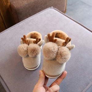 <span class=keywords><strong>Chaussons</strong></span> d'hiver en fourrure de dessin animé de cerf de Noël pour enfants, filles, garçons, enfants, <span class=keywords><strong>chaussons</strong></span> de chambre, bottes, chaussures en gros - Product Image 3