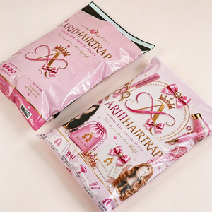 Eco Friendly Custom Full Color Print Pink Poly Mailer Bags Hair Wig Hair Extension Shipping Packaging With Brand Logo - Product Image 4