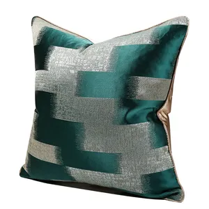 Green Gold Striped Jacquard Luxury Nordic European Throw Pillow Covers Decorative Pillows for Sofa Home Decor