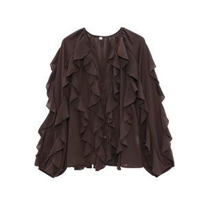 Camicia decorativa da <span class=keywords><strong>donna</strong></span> con scollatura a V da <span class=keywords><strong>donna</strong></span> blusa con scollo a V bottone camicie eleganti da <span class=keywords><strong>donna</strong></span> <span class=keywords><strong>Chic</strong></span> - Product Image 6