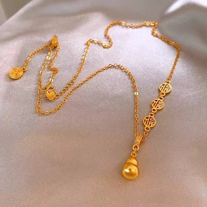 Auspicious Gourd Necklace Sand Gold Zinc Alloy Clavicle Chain Gift Fashion Jewelry - Product Image 3