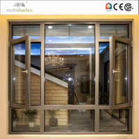 Fenêtre à battant en aluminium triple vitrage trempé, résistante aux ouragans, à faible conductivité thermique, certifiée NFRC et durable