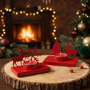 Red <b>Christmas</b> <b>Tree</b> Metal <b>Candle</b> Holder for Home Decors & Return Gifts Other Types of <b>Candle</b> Lanterns & Jars - Product Image 5
