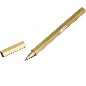 Personalized Hexagonal Brass Metal Gel for Business Gift, Custom Logo Printed Executive <b>Pen</b> Bulk Wholesale - Product Image 1