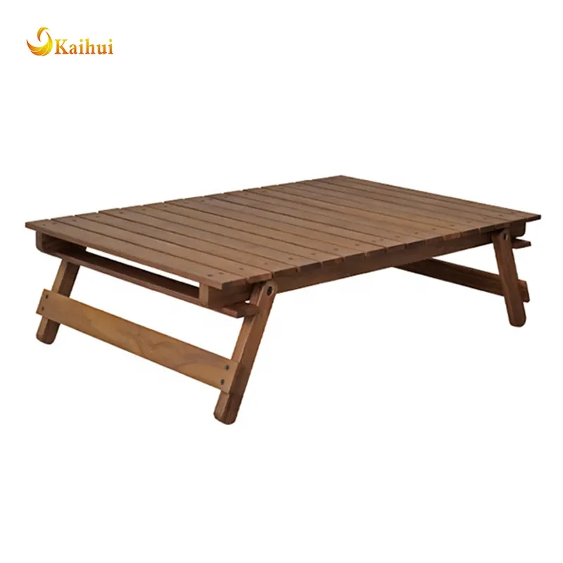 Luxe Zwarte Walnoot Opvouwbare Picknicktafel Hout Camping Salontafel