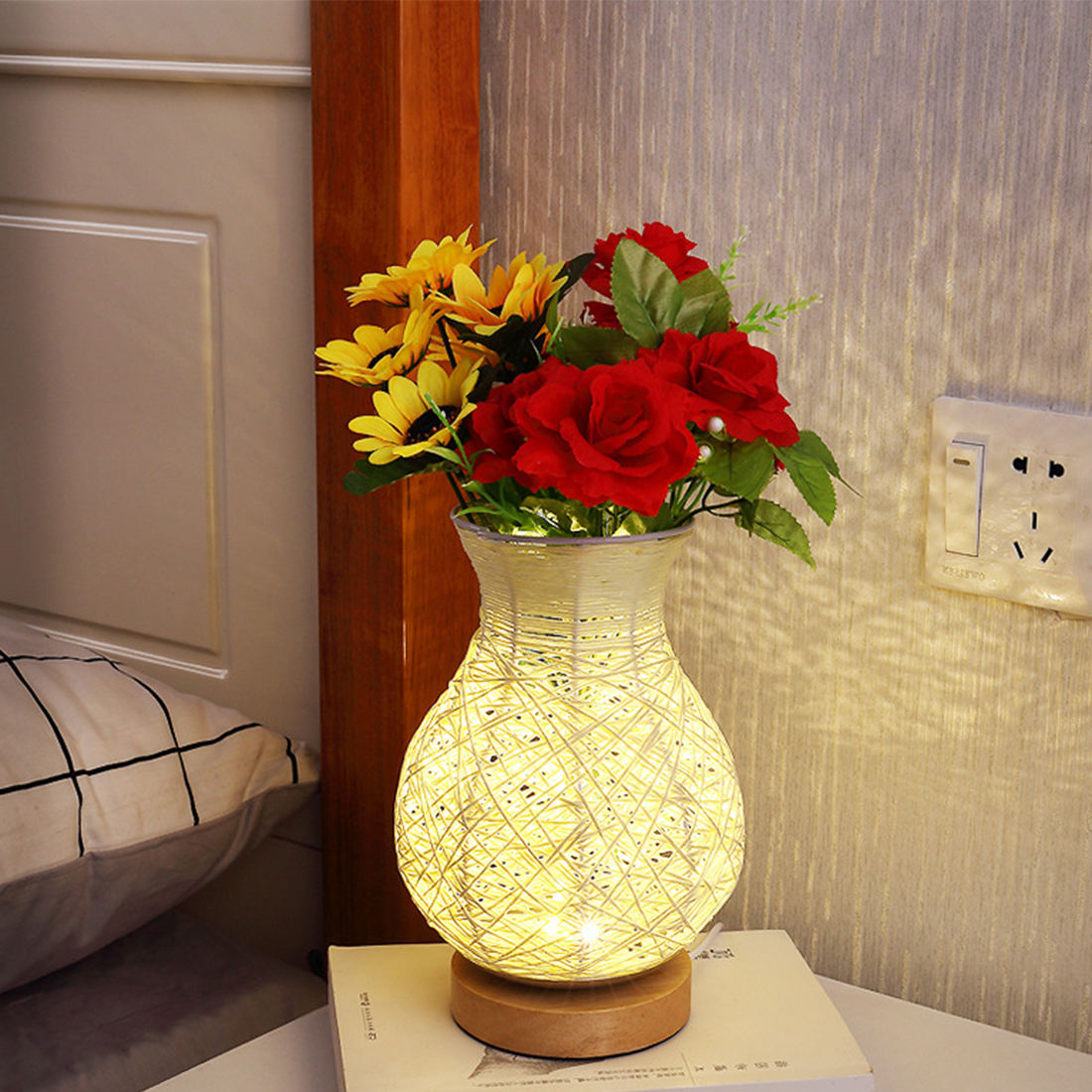 Rotin Art Vase Lampe Sans arrangement floral