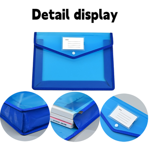 Porte-documents en plastique A4 personnalisé avec logo, transparent, extensible, grande capacité, avec fermeture à pression, étanche, pour le bureau - Product Image 4