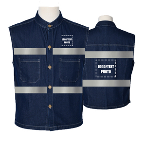 Chaleco vaquero reflectante de alta visibilidad a la moda 2025, ropa de trabajo para hombres con logotipo - Product Image 3