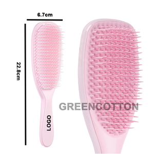 Cepillo para Desenredar el <span class=keywords><strong>Cabello</strong></span> con Logotipo Personalizado, Cepillo para el <span class=keywords><strong>Cabello</strong></span> de Plástico Rosa Claro, Cepillo para Masaje del Cuero Cabelludo con Cerdas Flexibles para Mujeres con <span class=keywords><strong>Cabello</strong></span> Rizado - Product Image 2