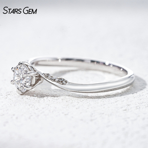 Anillo de Diamante de Laboratorio, Oro Blanco de 18k, 0.5CT, Corte Brillante Redondo, Anillo Solitario, Anillos de Compromiso - Product Image 3