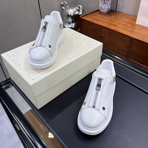 Chaussures de sport décontractées de luxe pour hommes et femmes, blanches, style McQueenes, avec fermeture éclair, plateforme, baskets tendance, chaussures de marche - Product Image 6