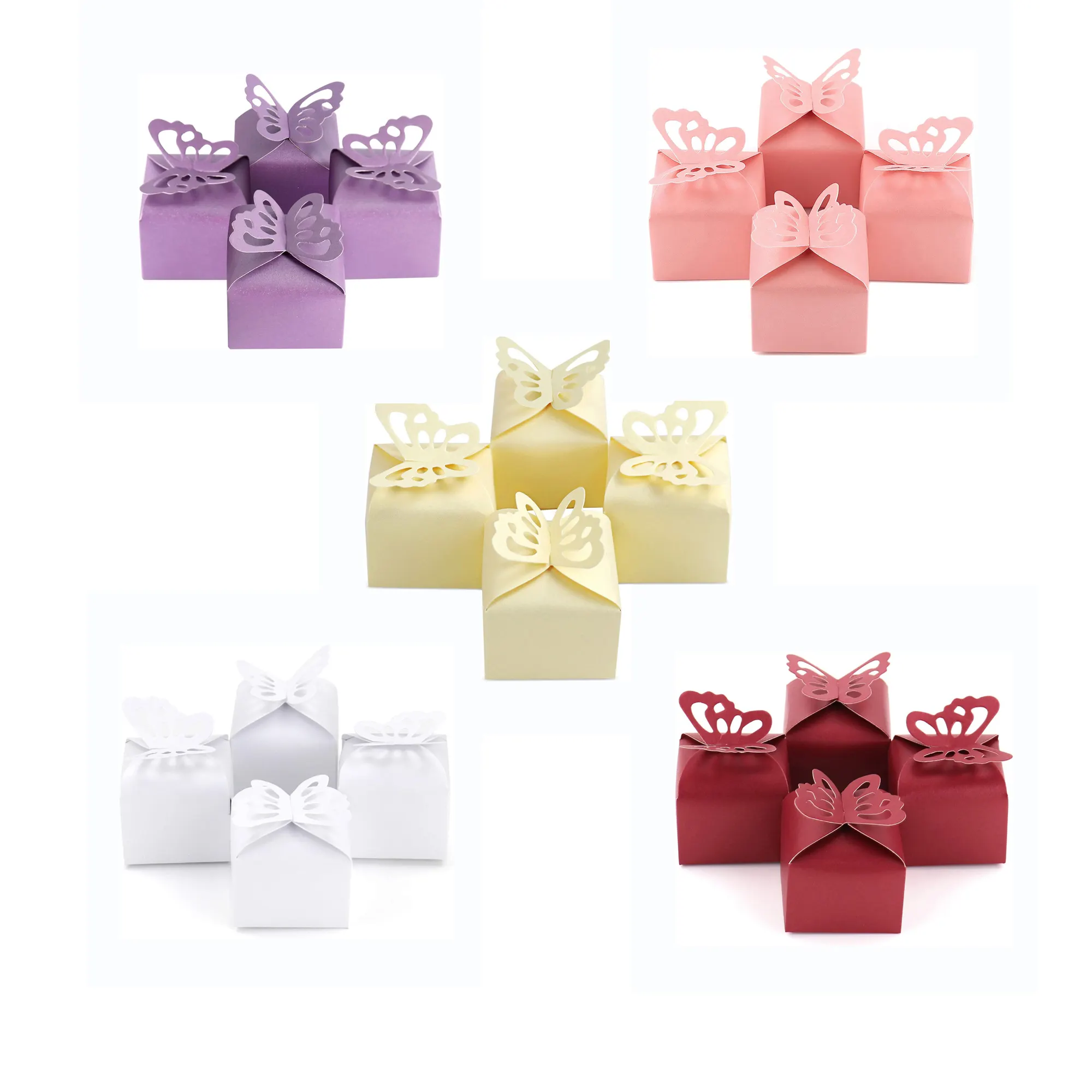 Vendita calda di vari colori farfalla scatola di caramelle al cioccolato per Baby Shower decorazione festa di compleanno di nozze piccola scatola regalo