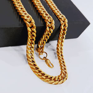 Collier chaîne Miami en acier inoxydable plaqué or 18 carats, style hip-hop cubain, vente en gros pour hommes et femmes - Product Image 2