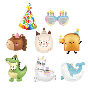 Balon Foil Hewan Kartun Dinosaurus Alpaka Paus Kuda untuk Dekorasi Ulang Tahun dan Pengaturan Suasana - Product Image 1