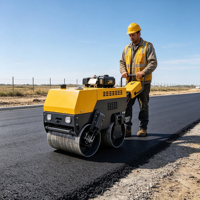 Mini-compacteur vibrant à double tambour, 8 tonnes, à essence ou diesel, refroidi par air, pour la construction