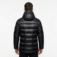 Veste matelassée à capuche noire pour homme Freandy Sports Premium, chauffante, écologique, imperméable, respirante, coupe-vent, rembourrée pour l'hiver