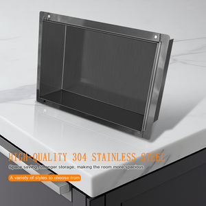 13.4 pouces noir mat brossé <span class=keywords><strong>niche</strong></span> de douche en acier inoxydable mural armoire carrelage insérer mur <span class=keywords><strong>niche</strong></span> salle de bain étagères de rangement - Product Image 3