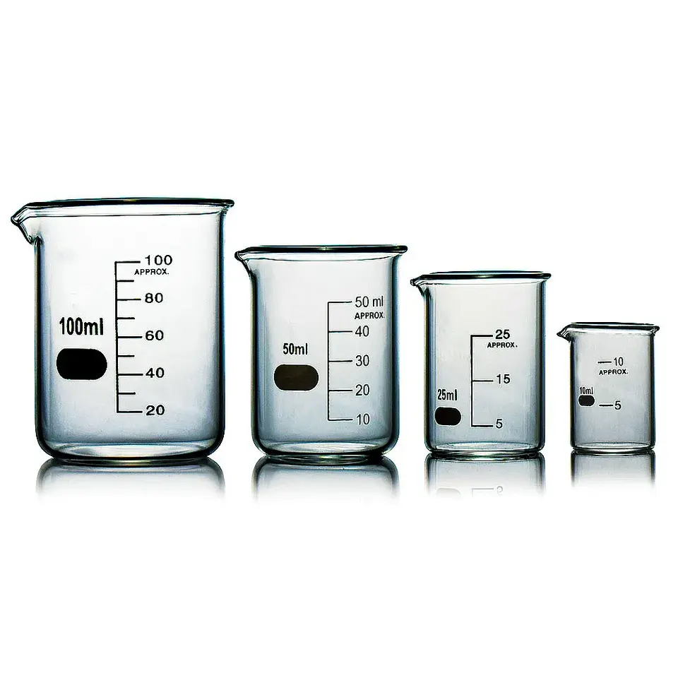 Laboratory Glassware 50ml 250ml 500ml 1000ml Heat Resistant Graduated Quartz Measuring Beakers Glass Low Form Beaker for Sale