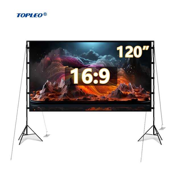 Topleo Fast Fold Tripod Projector Screen Fabric Indoor Outdoor Portable Floor Rising Inflatable Home Theater Projector Screen