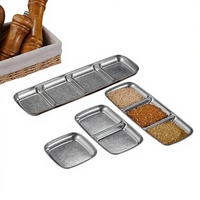 YolecenVintage – Plat de service carré rétro en acier inoxydable 304 pour sauce barbecue, plat à sauce, petit plat coréen, vaisselle