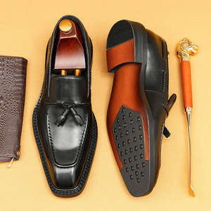 Nouveaux Mocassins d'Affaires pour Hommes 2026 en Cuir Véritable Style Britannique à Bout Carré et Franges – Mocassins de Luxe de Créateur en Cuir Élégant - Product Image 4