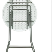 Table de bar ronde pliante de 60 cm (24 pouces) pour l'extérieur, en plastique, portable, avec rangement, blanche, haute, pour la vente en gros