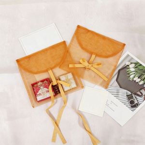 Organza Envelope Flap Bag with <b>Bow</b> Tie Drawstring for Scarf Qipao <b>Gift</b> Packaging - Product Image 2