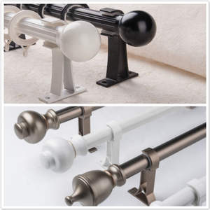 Haute qualité moderne décoration de la maison Double support <span class=keywords><strong>tringle</strong></span> à <span class=keywords><strong>rideau</strong></span> ensemble poteau romain en alliage d'aluminium avec forme longue et support mural - Product Image 6