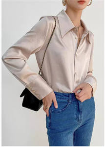 ホットセールシルクシャツレディース長袖新春ソフトトップスファッションオフィスラグジュアリーサテンシルクブラウス - Product Image 5