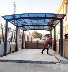 <span class=keywords><strong>Garage</strong></span> moderne de luxe en alliage d'aluminium avec toit arqué durable et imperméable, protection UV toutes saisons, abri de voiture extérieur - Product Image 5
