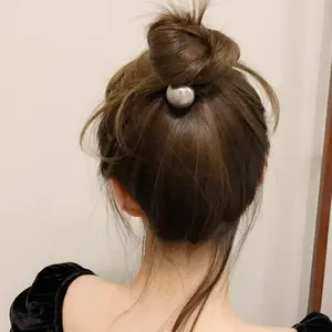 Versão coreana cabelo círculo atacado retro escovado bola dourada cabeça corda bola cabeça elástico